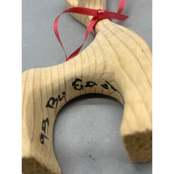 handmade Christmas reindeer carved wood figurine decoration brown 7" READ used w - Picture 8 of 8